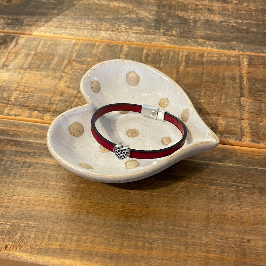 Stoneware Heart Dish with Polka Dots