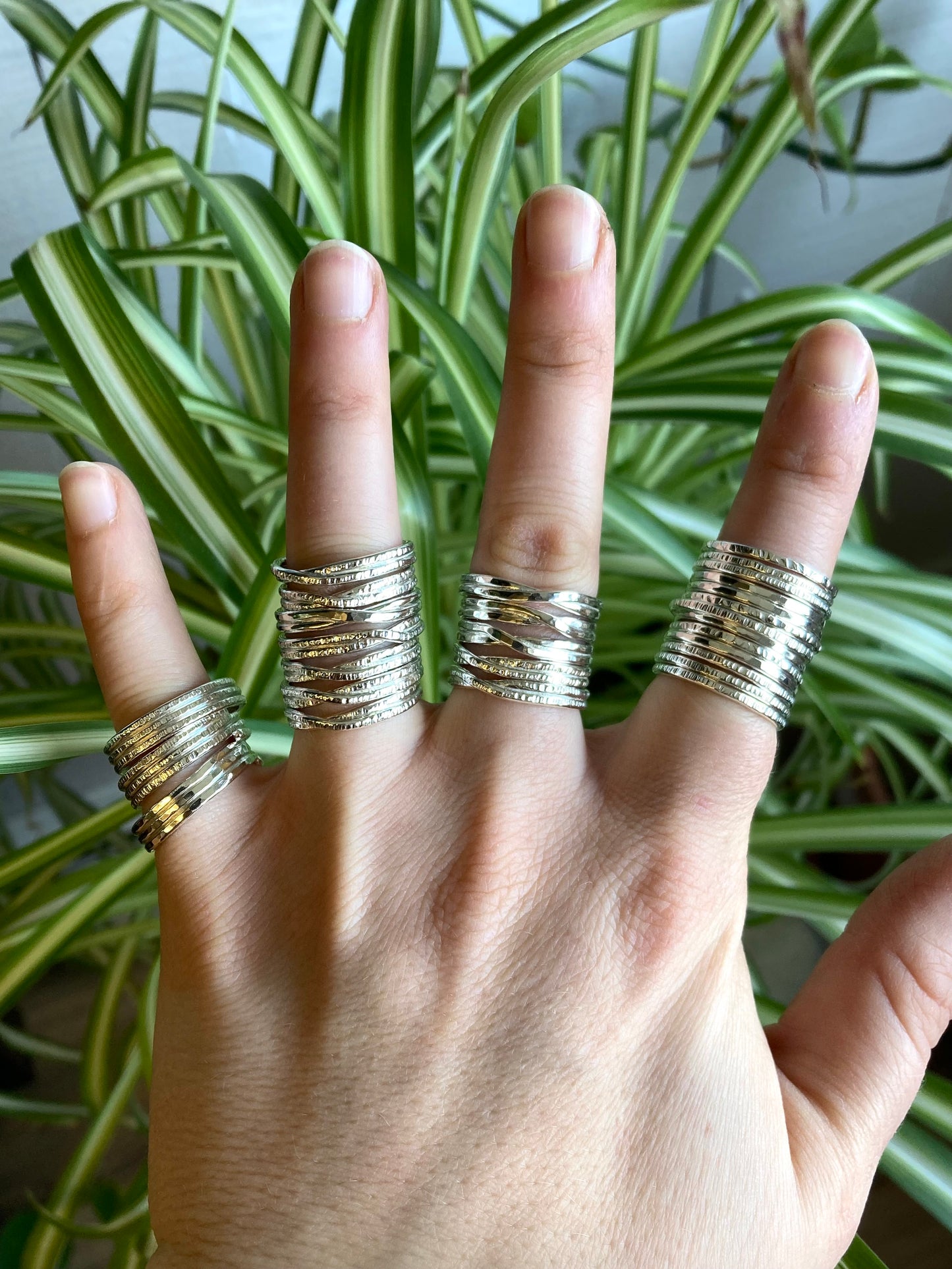 EnRoot Plain Silver Stacking Rings