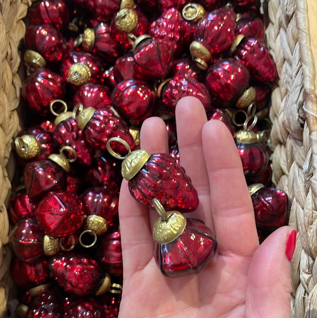 Tiny Red Glass Ornaments