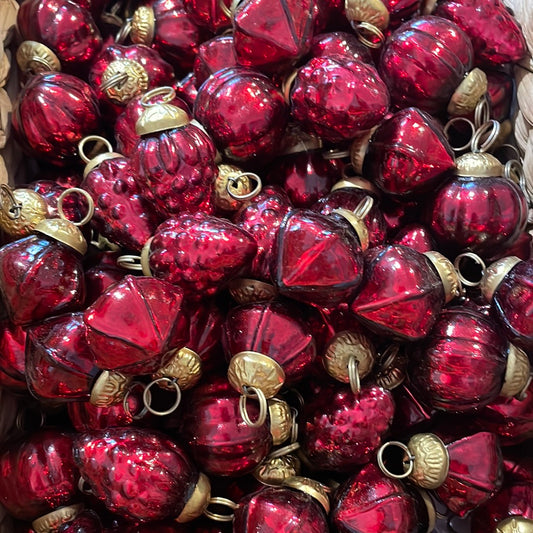 Tiny Red Glass Ornaments