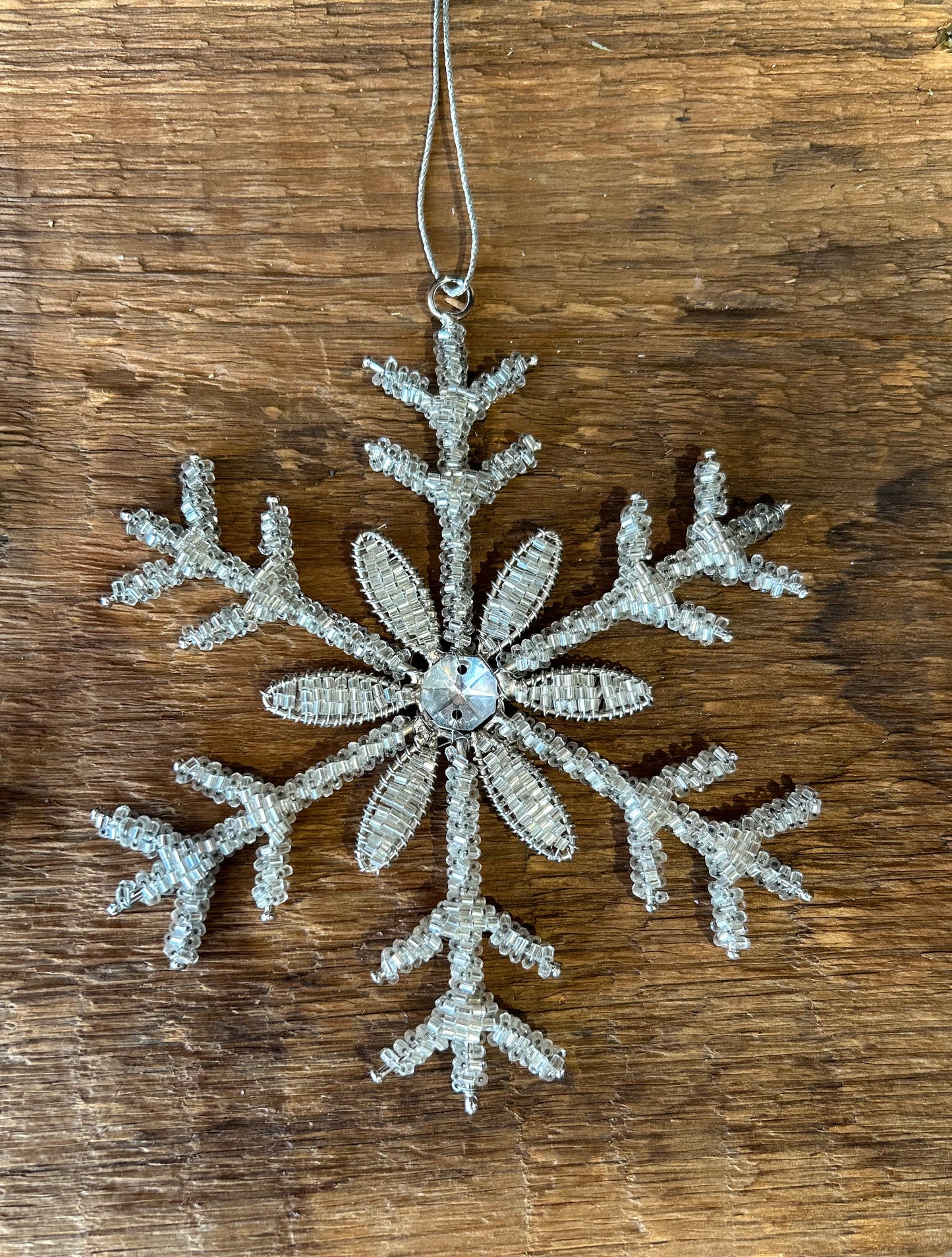 6” Glass Bead Snowflake Ornament