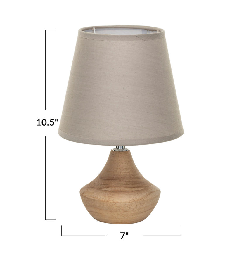 Wooden Lamp with Linen Shade
