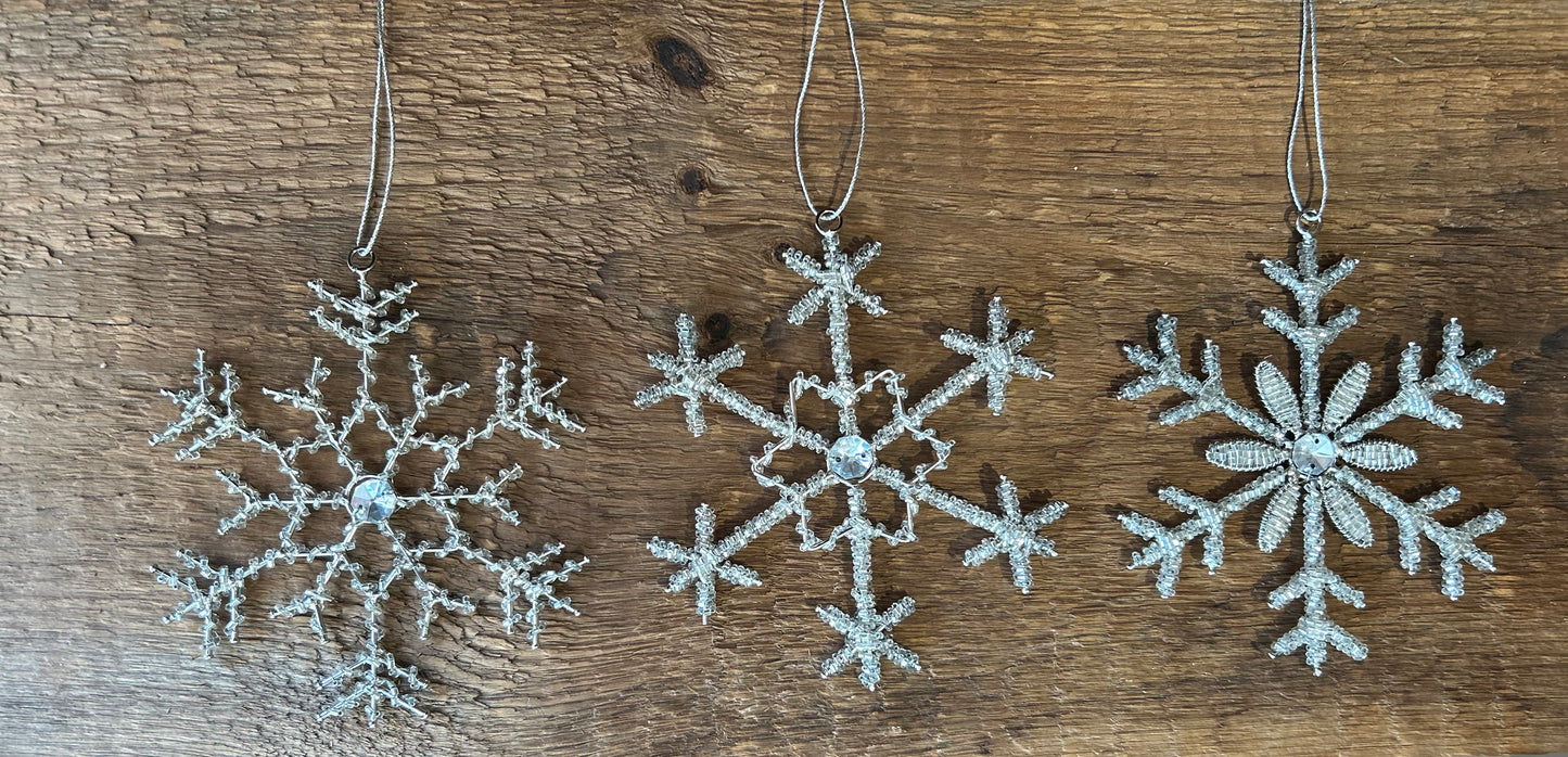 6” Glass Bead Snowflake Ornament