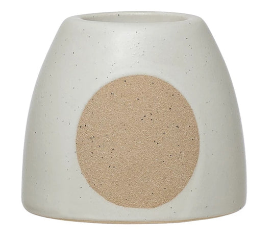 Stoneware Tealight Holder with Circle Design