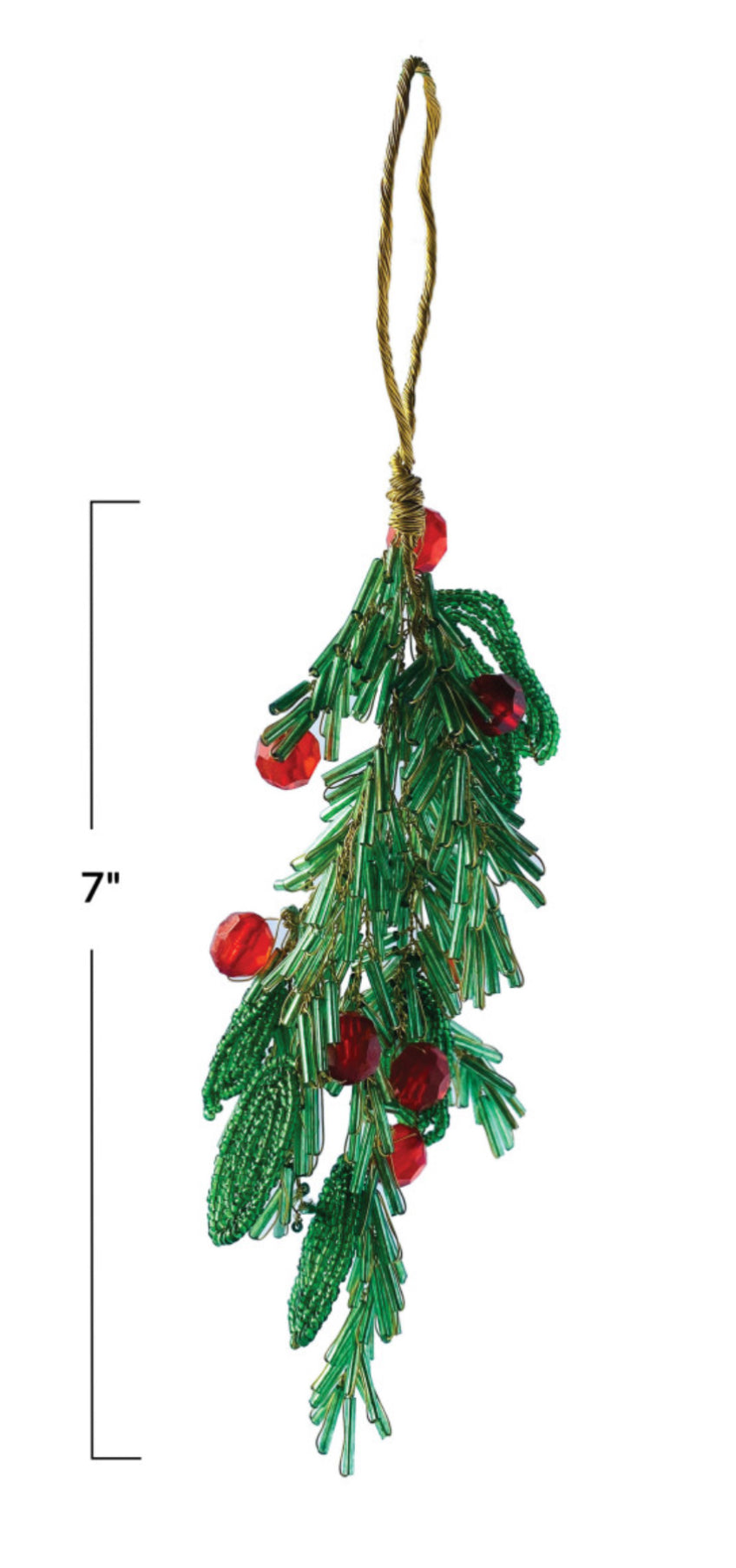 Glass Bead & Wire Mistletoe & Berries Ornament