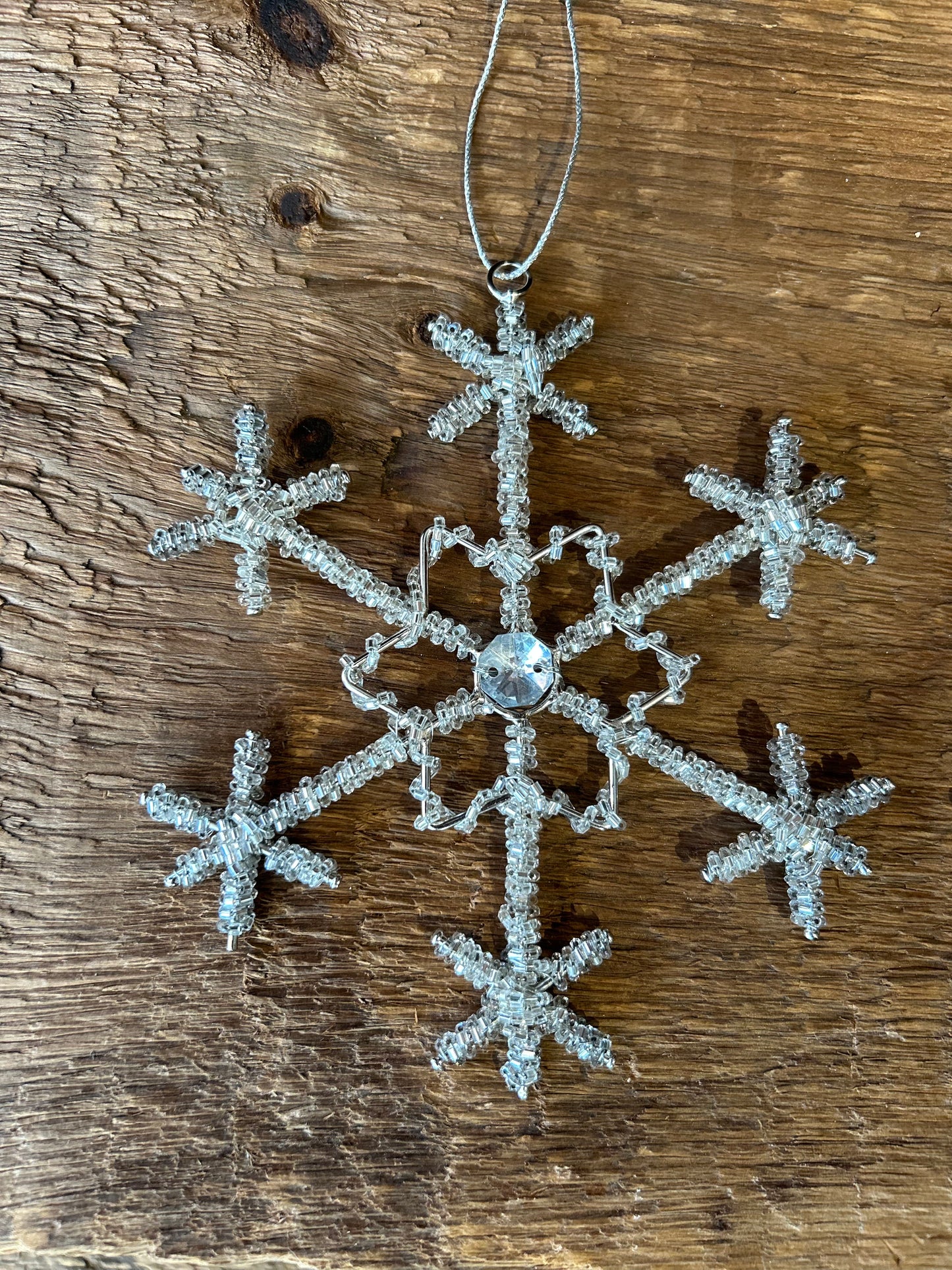 6” Glass Bead Snowflake Ornament