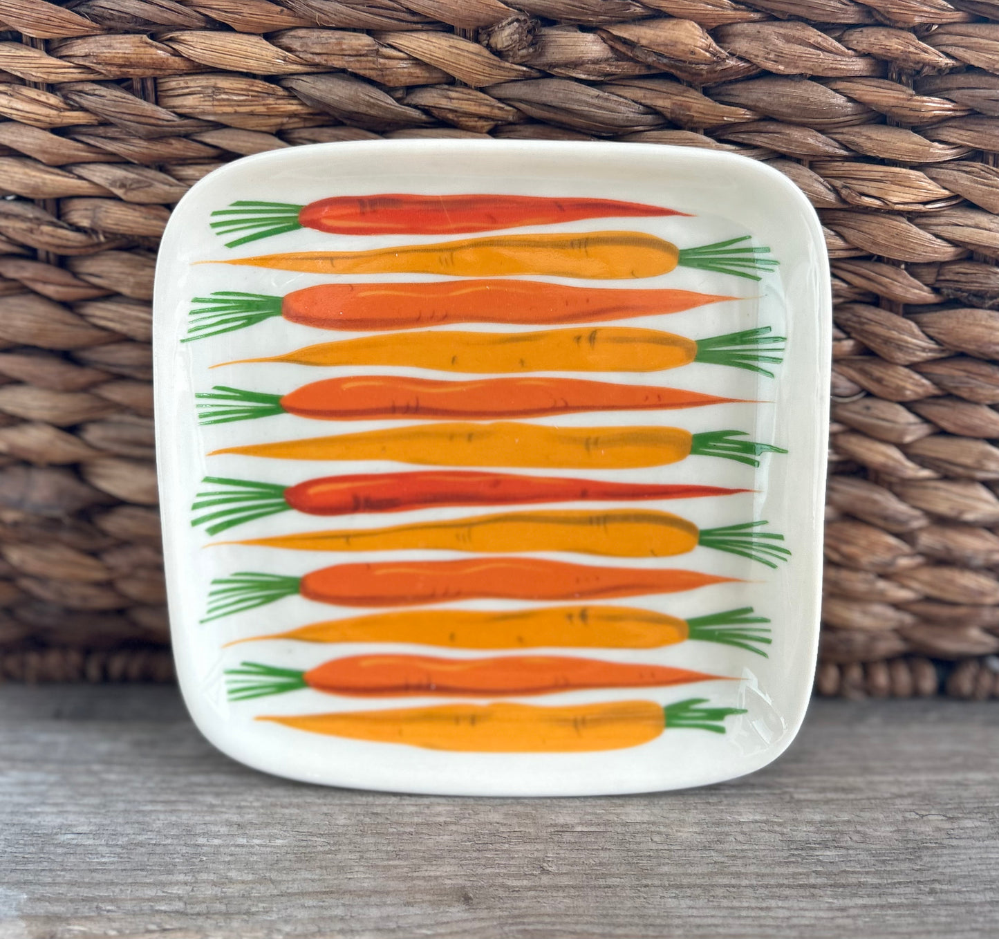 Hand-Painted Stoneware Plate w/ Vegetables