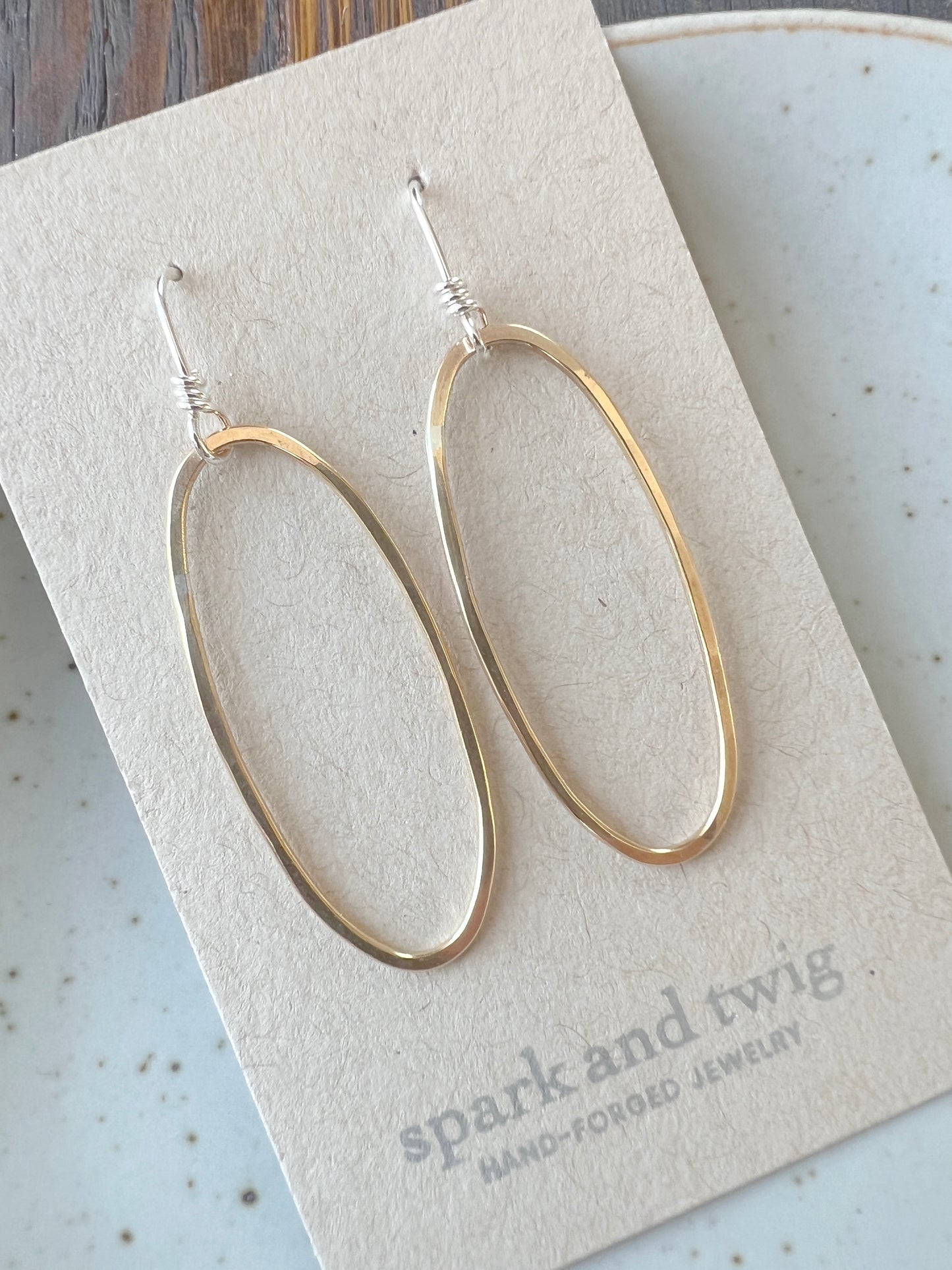 Spark and Twig Brass Oval Dangles