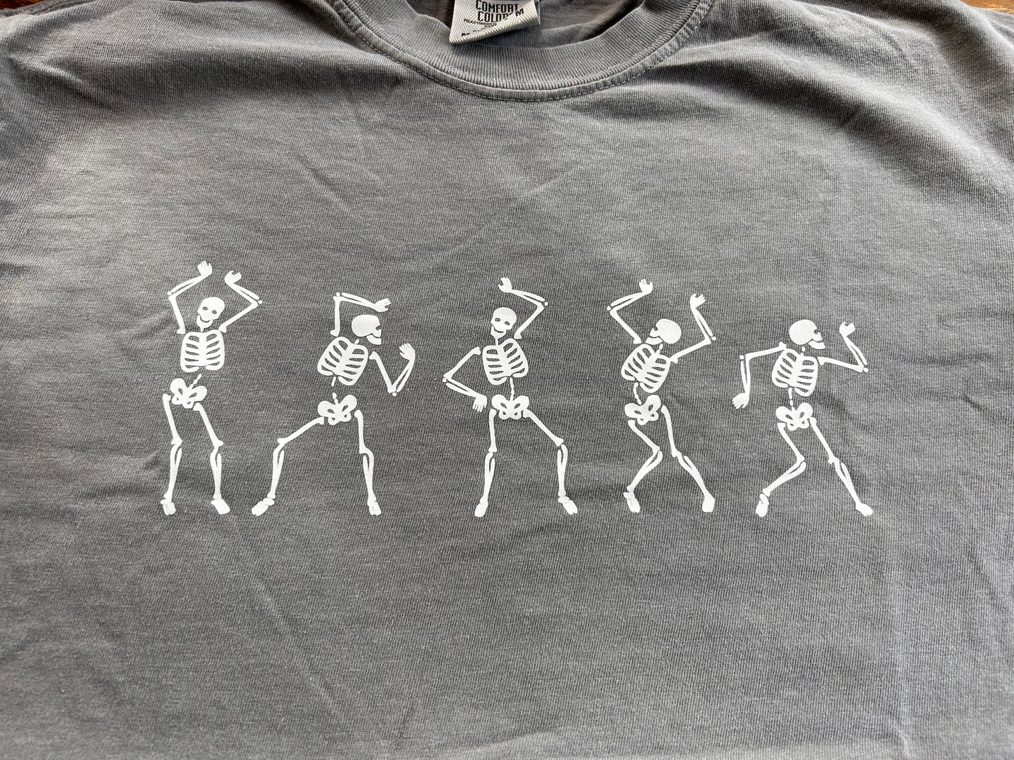Skeleton Dancing Short Sleeve Tee Washed Gray