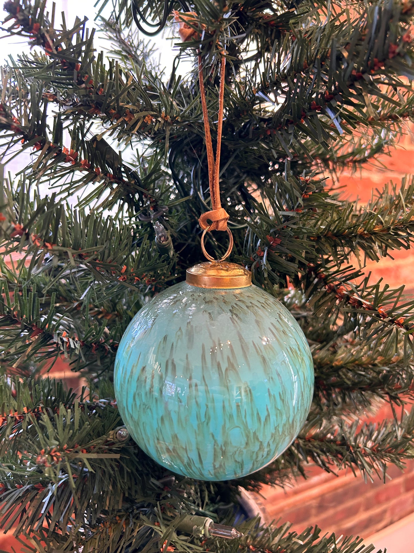 4” Round Glass Ball Ornament: Light Teal