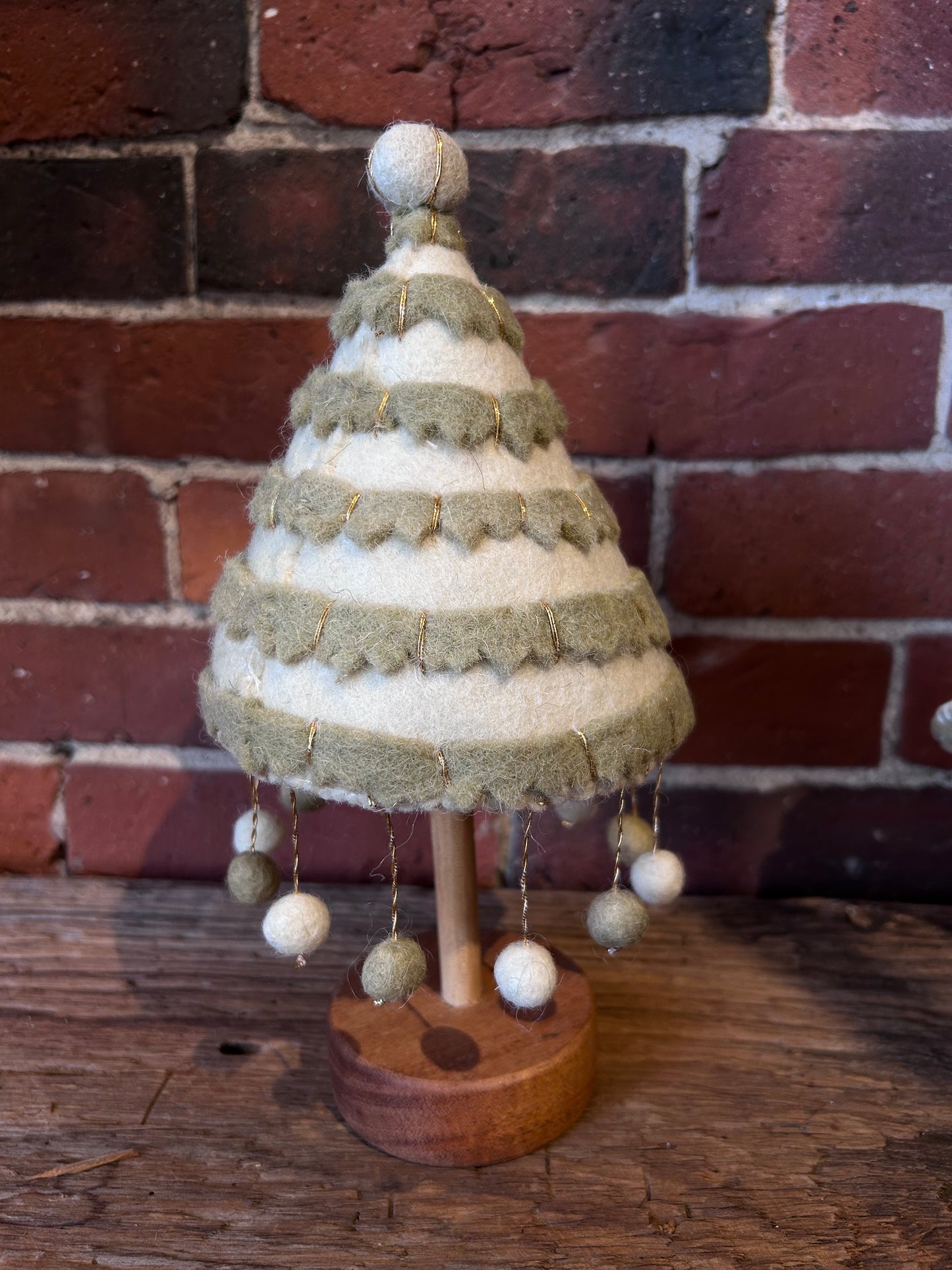 Wool Felt Christmas Tree with Wood Base