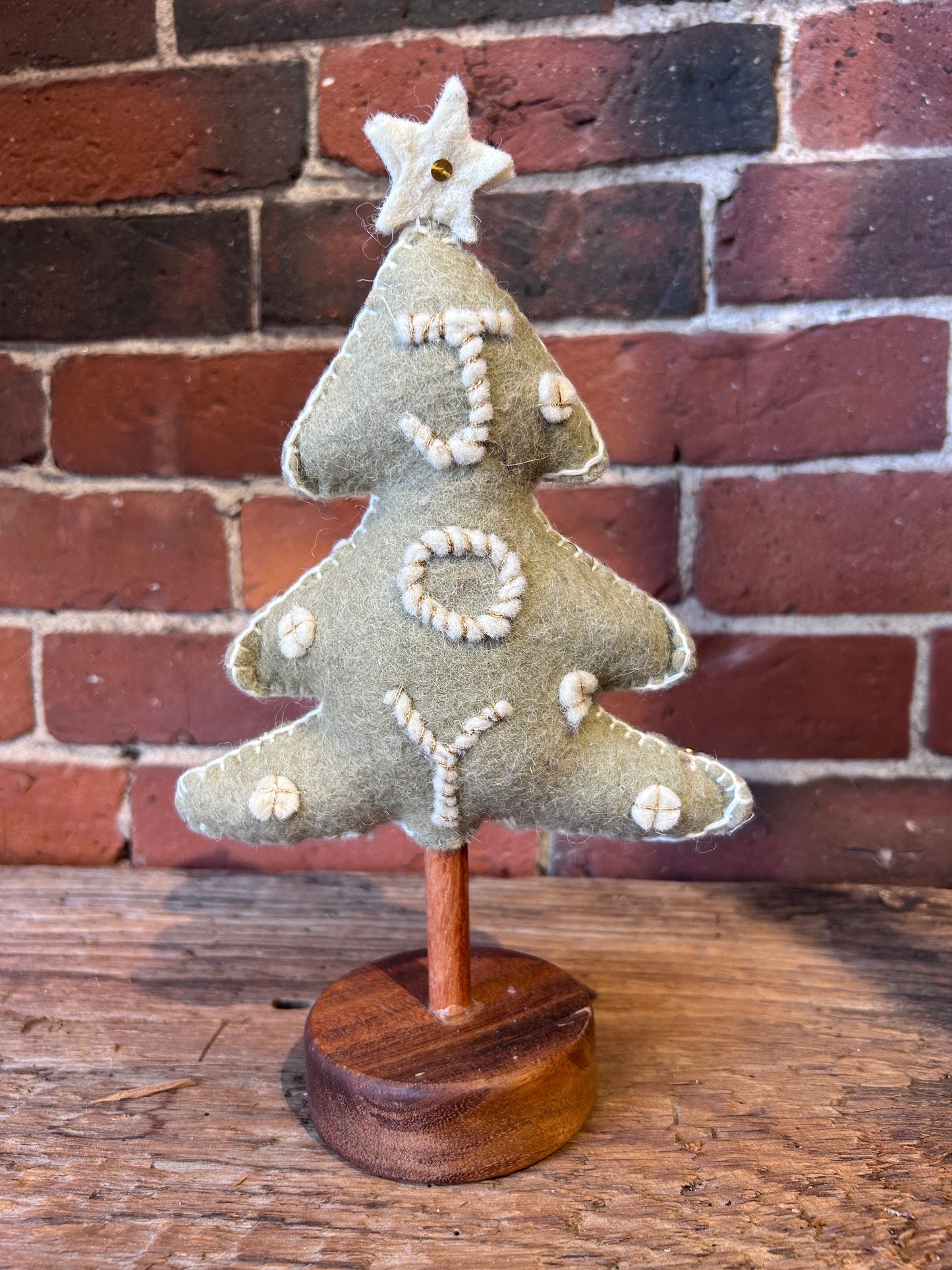 Wool Felt Christmas Tree with Wood Base