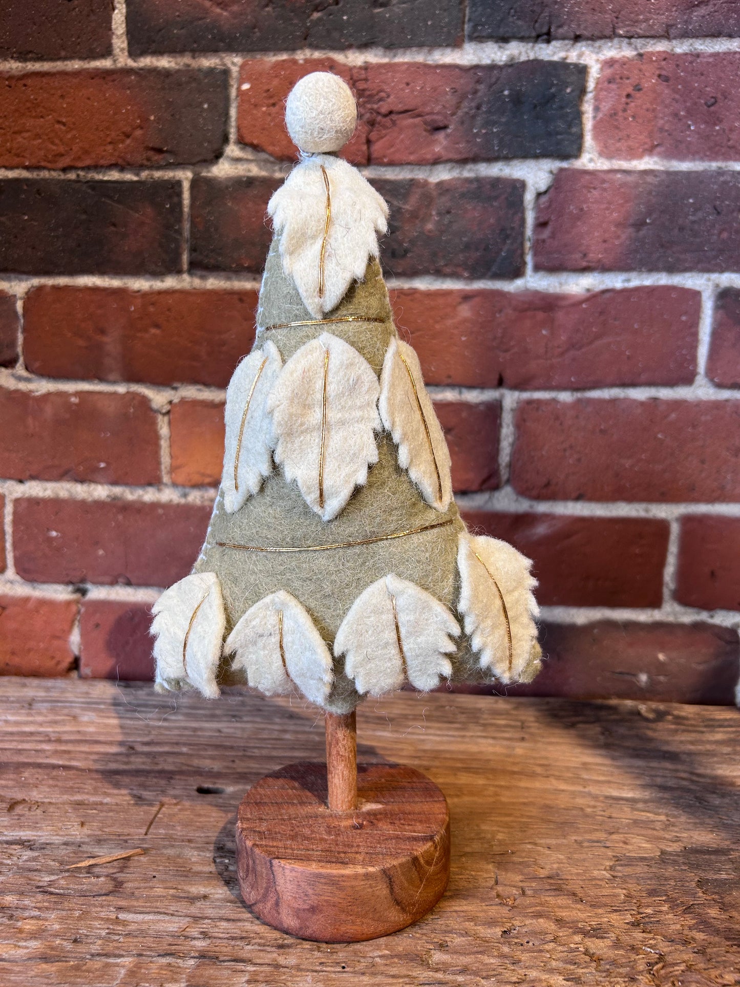 Wool Felt Christmas Tree with Wood Base