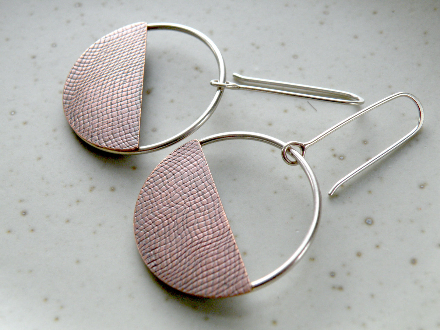 Spark and Twig Sterling and Copper “Basket” Dangle Earrings