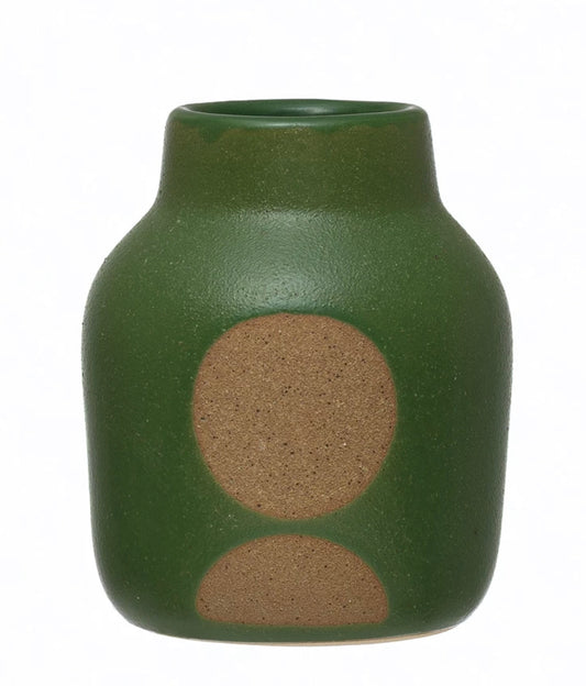 Stoneware Vase with Circle Design