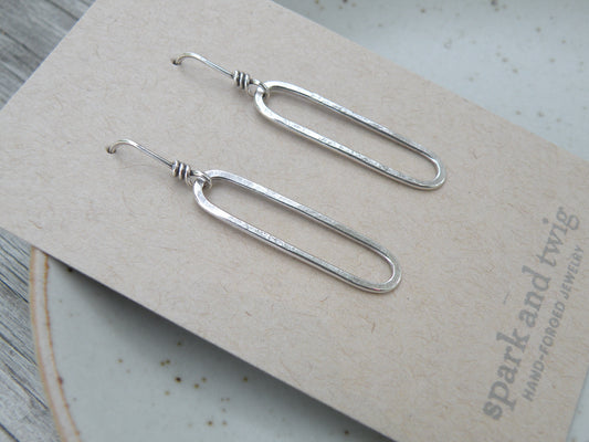 Spark and Twig- Sterling Oval Dangle Earrings