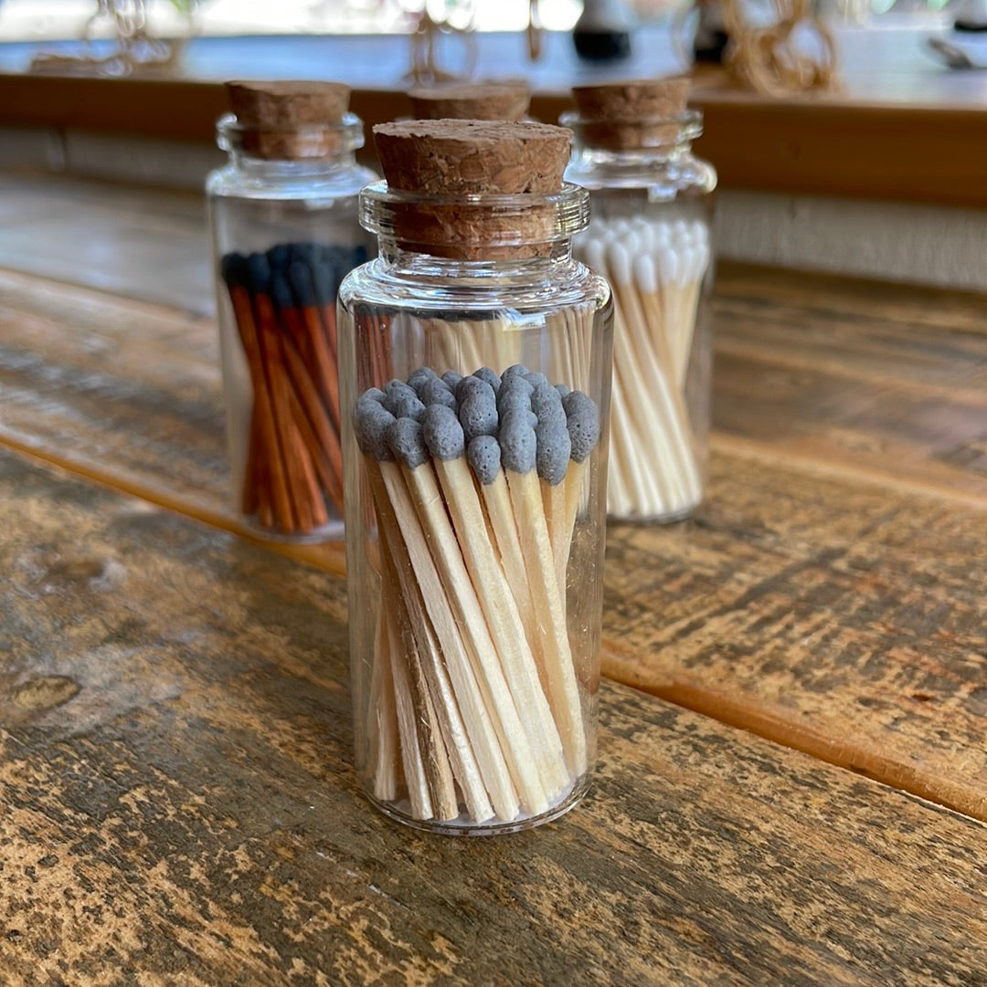 Matches in Glass Jar with Cork