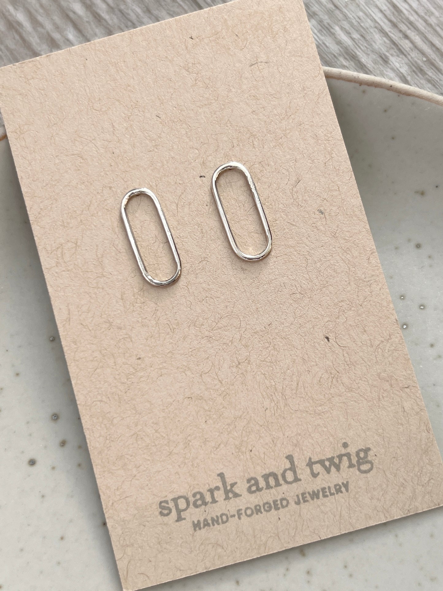 Spark and Twig- Sterling Oval Studs