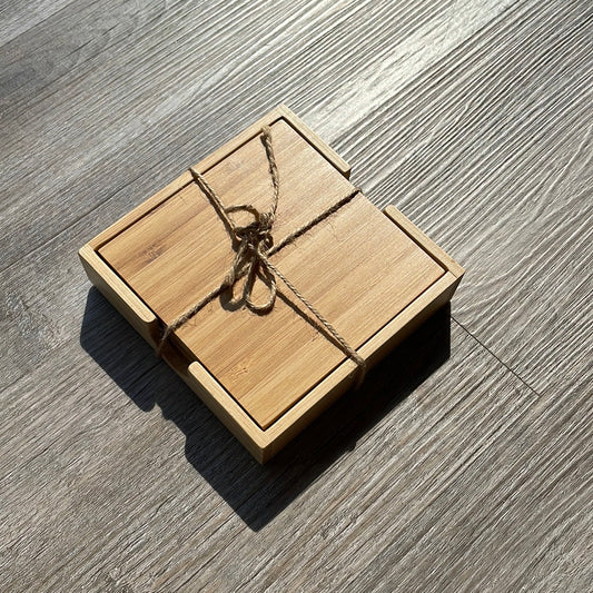 Bamboo Coasters (Set of 4 with Holder)