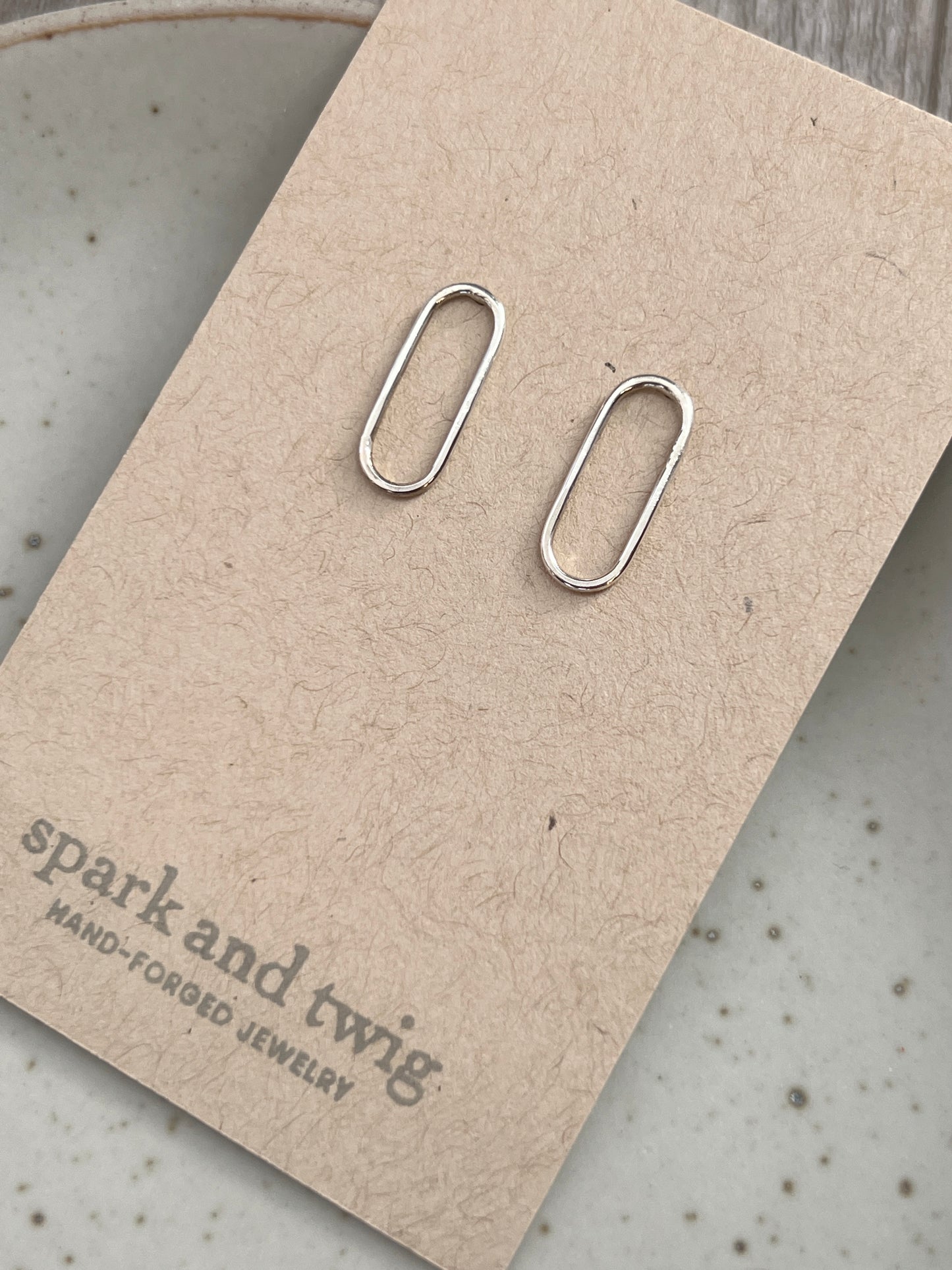 Spark and Twig- Sterling Oval Studs