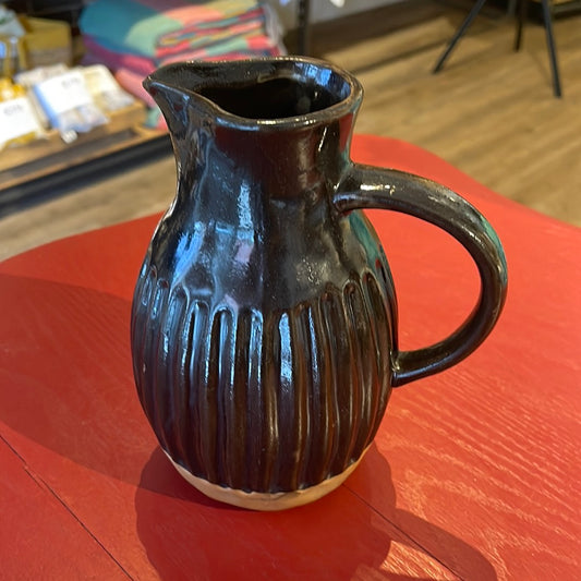 Brown Ribbed Pitcher