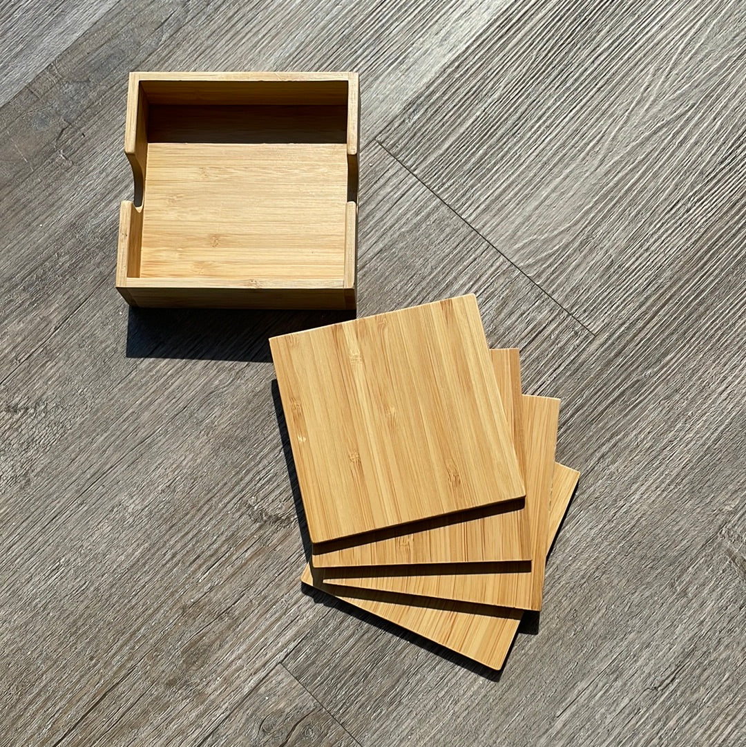 Bamboo Coasters (Set of 4 with Holder)